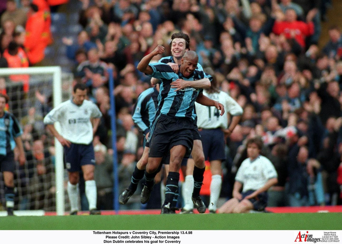 Dion Dublin scored in a final-day victory at Tottenham Hotspur