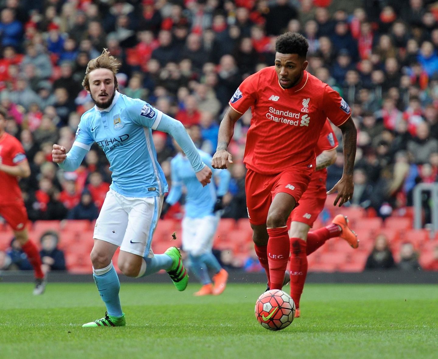 Jerome Sinclair in Under-21 Premier League action for Liverpool