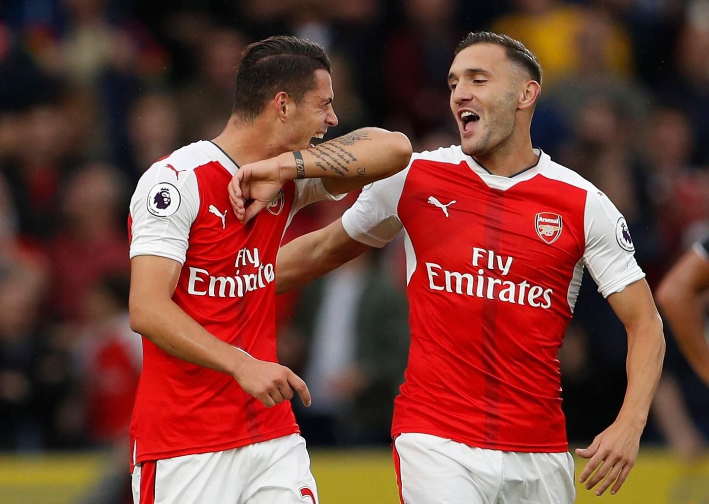 Granit Xhaka and Lucas Perez, Arsenal