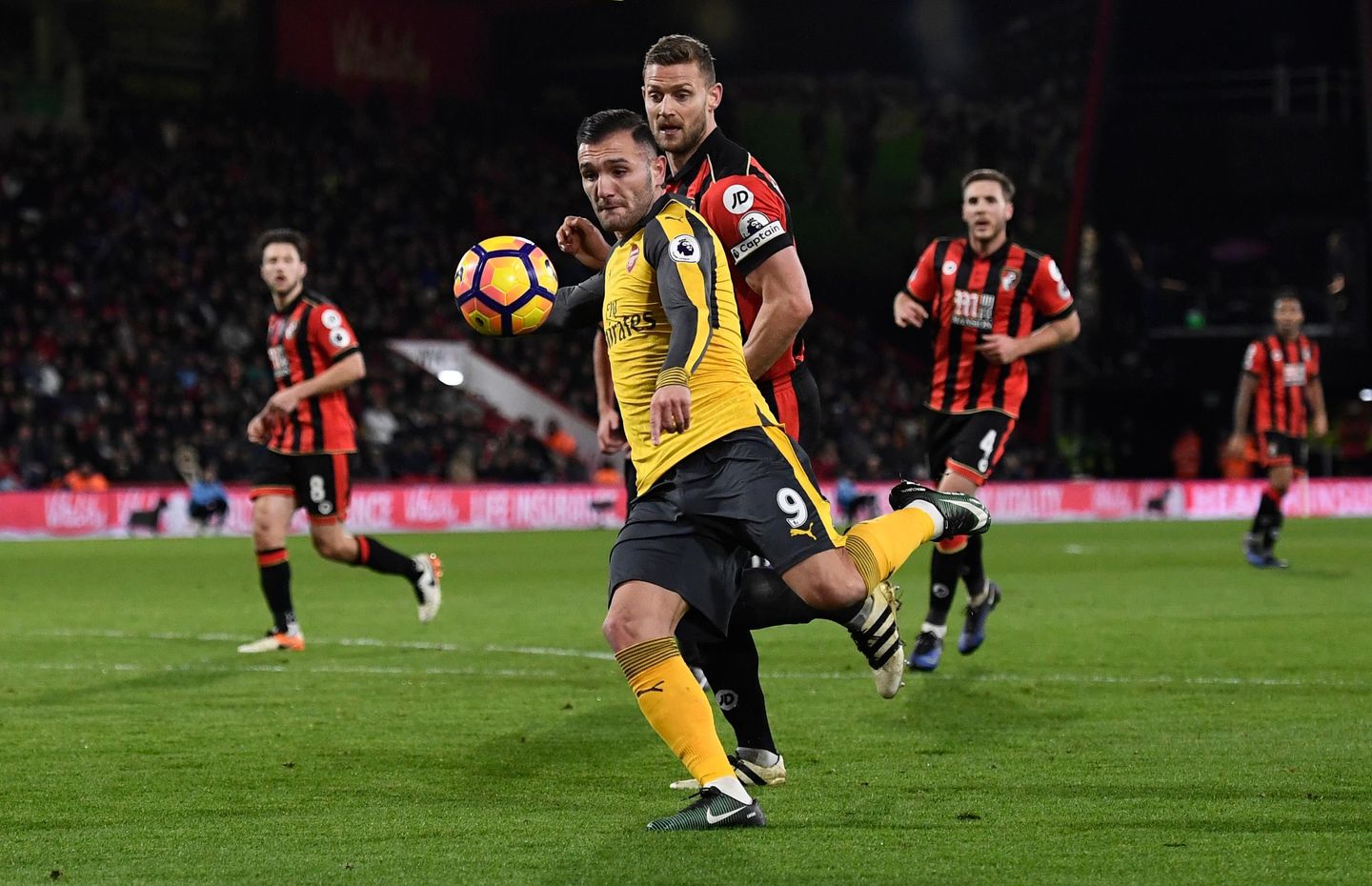 Arsenal's Lucas Perez scores their second goal