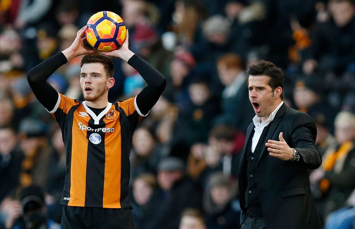 Hull City's Andrew Robertson and Marco Silva