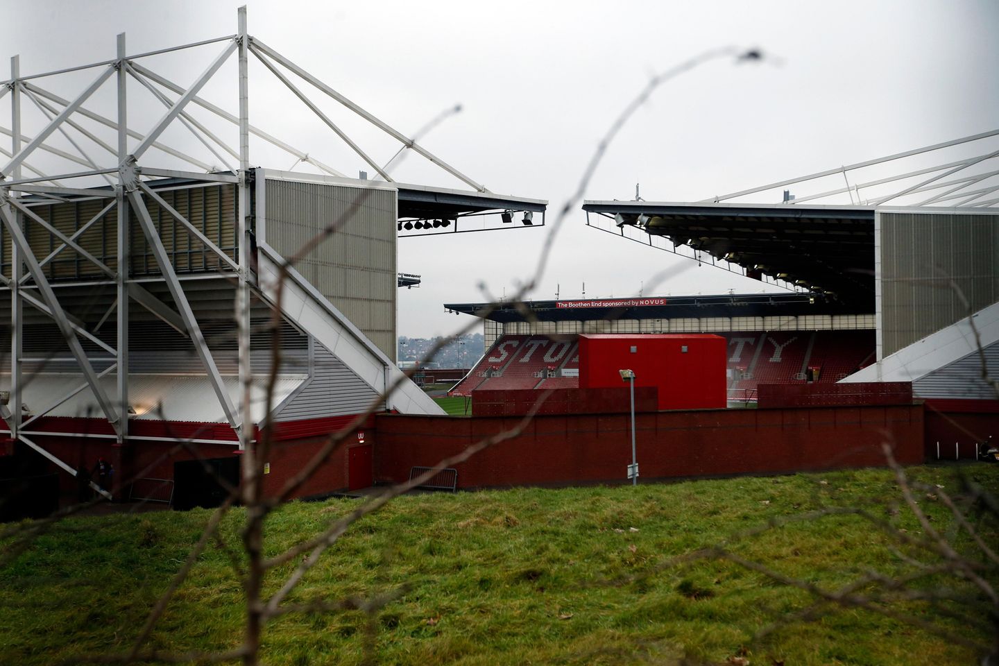 General view outside the bet365 stadium before the match
