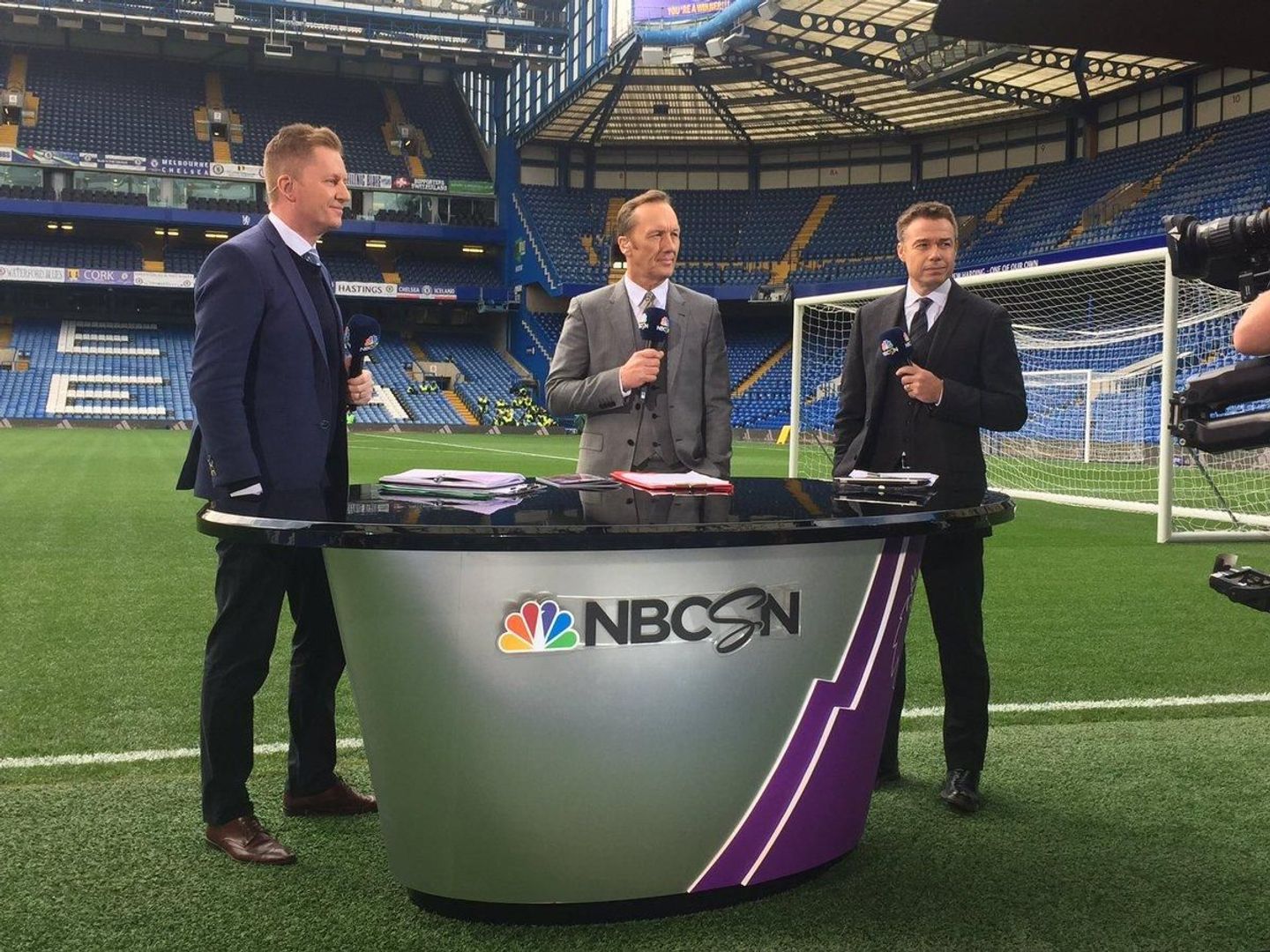 NBC Sports' Arlo White, Lee DIxon and Graeme Le Saux
