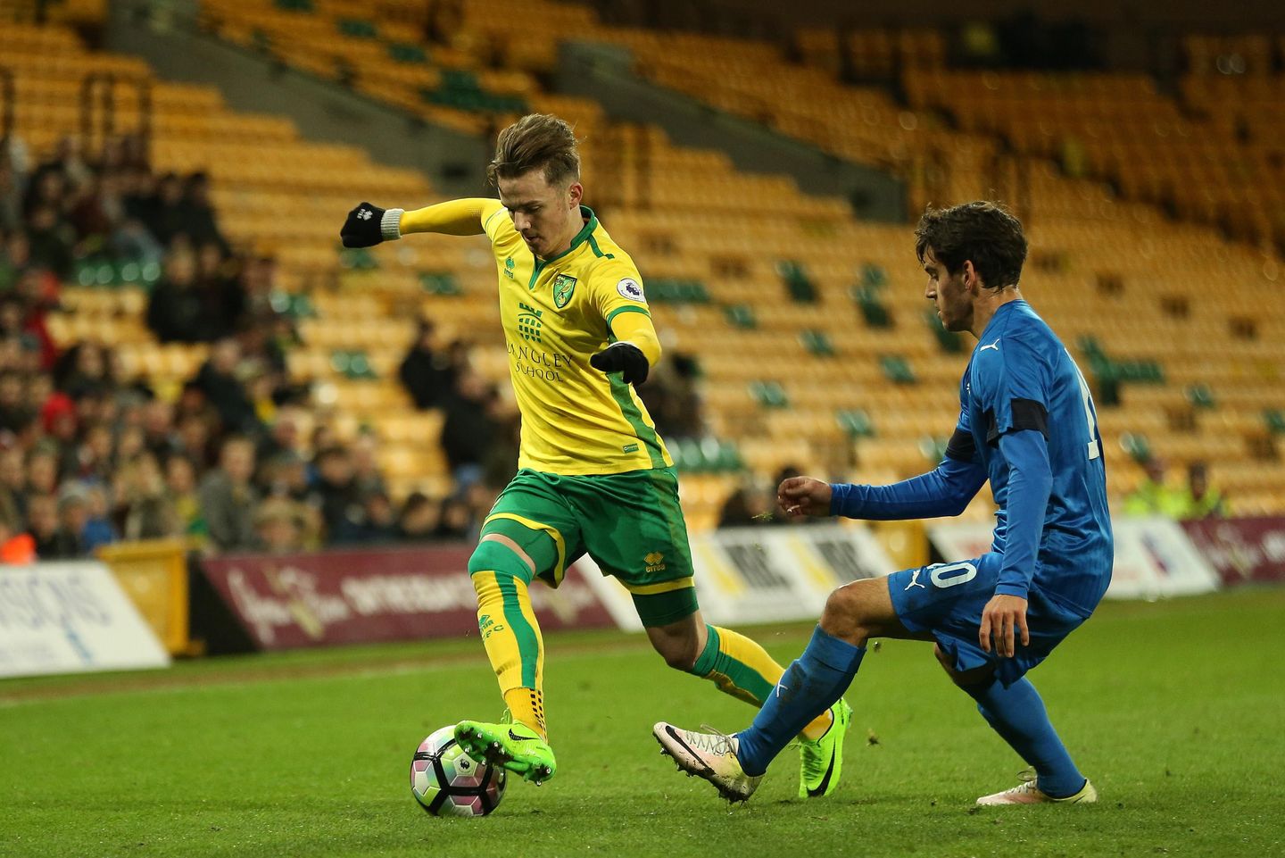 An action shot from Norwich 6-0 Dinamo Zagreb