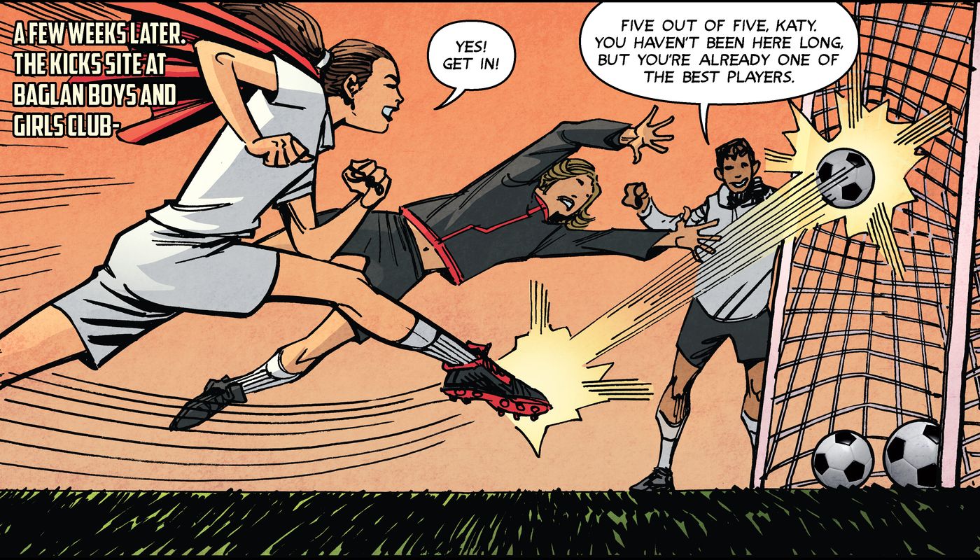 Premier League Kicks Hero, Katy Hosford comic strip