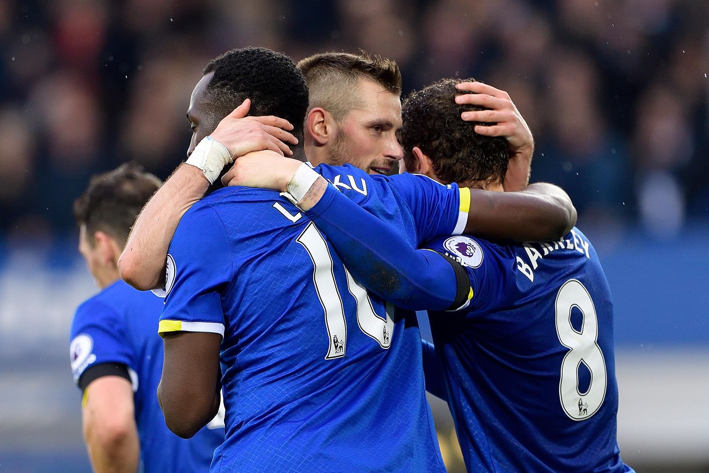 Romelu Lukaku, Morgan Schneiderlin and Ross Barlkey, Everton