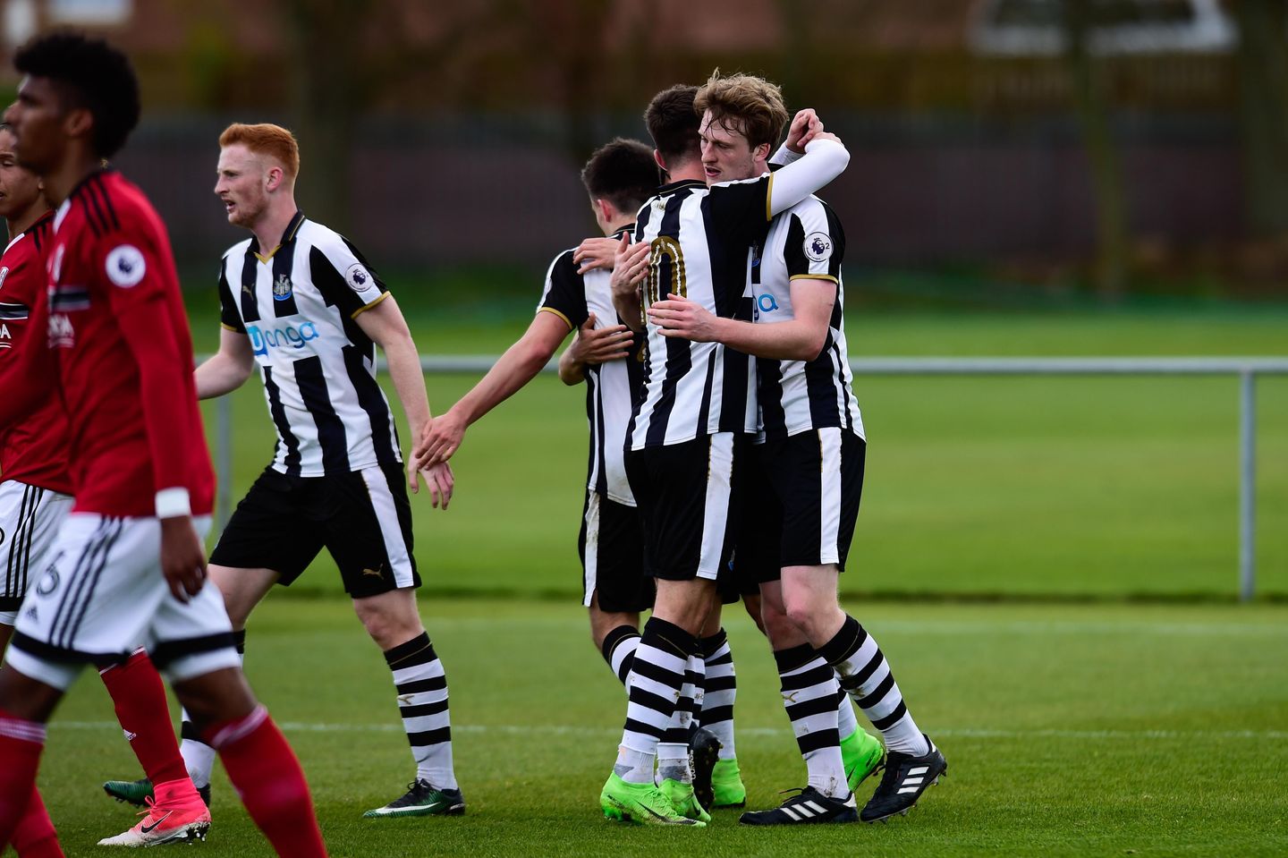 Tom Heardman celebrates scoring for Newcastle
