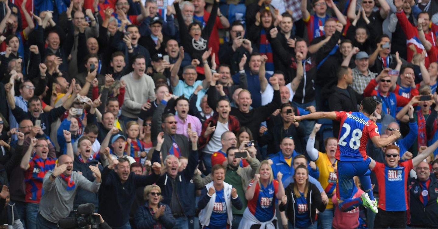 Crystal Palace's Luka Milivojevic celebrates scoring at Selhurst Park