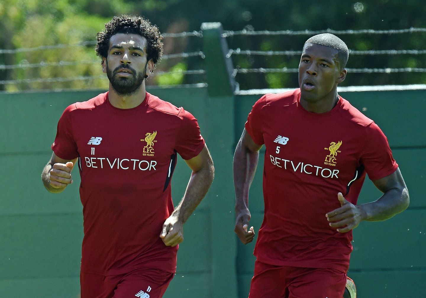 Mohamed Salah and Georginio Wijnaldum training