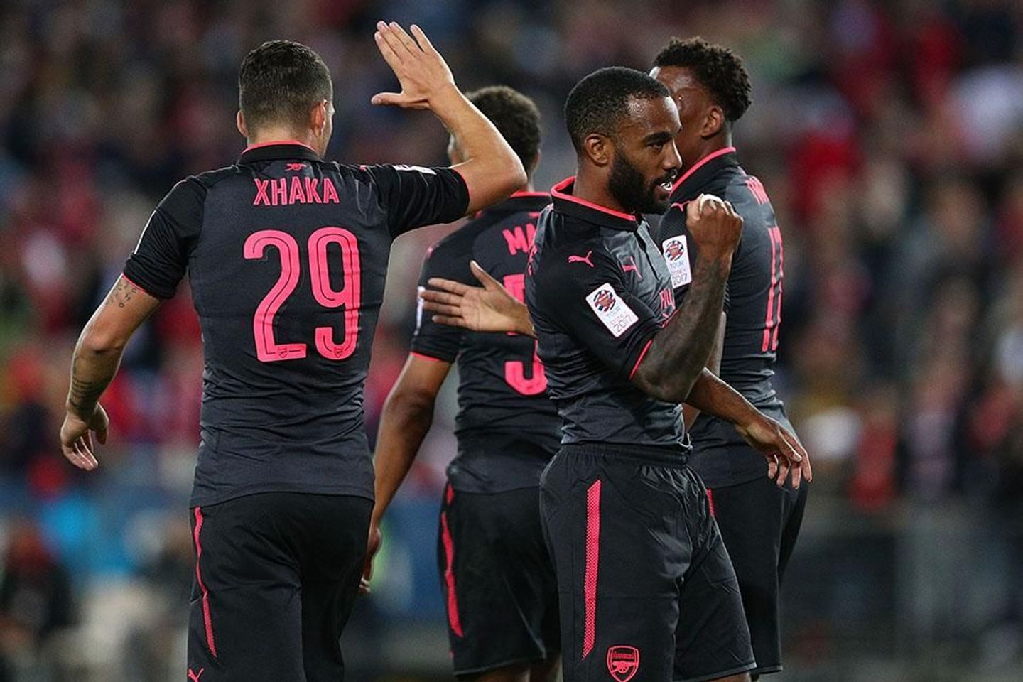 Alexandre Lacazette celebrates scoring for Arsenal