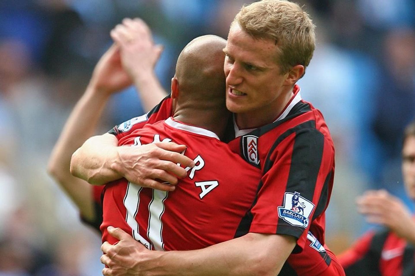 Brede Hangeland celebrates with Diomansy Kamara