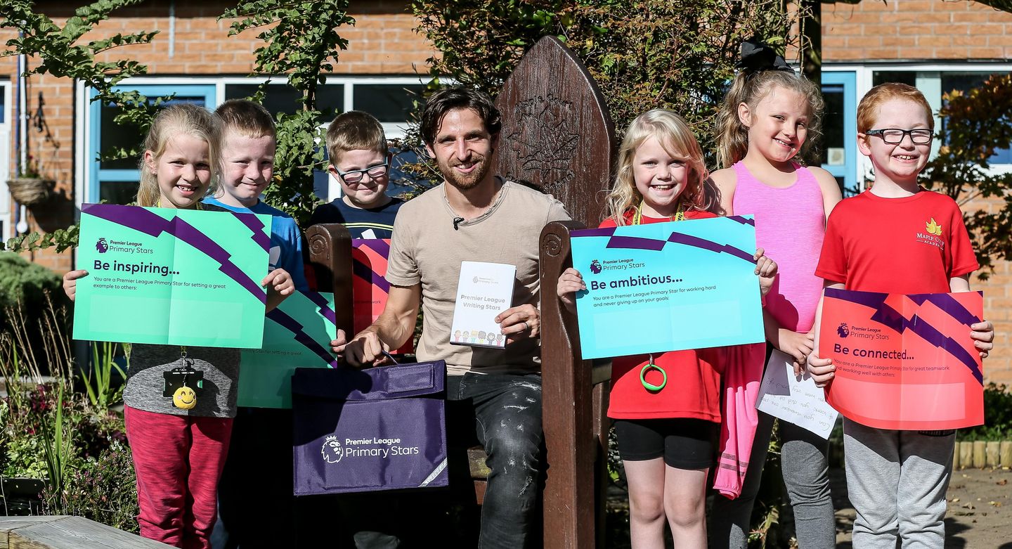 Stoke City's Joe Allen visits Maple Court Academy to promote Premier League Writing Stars