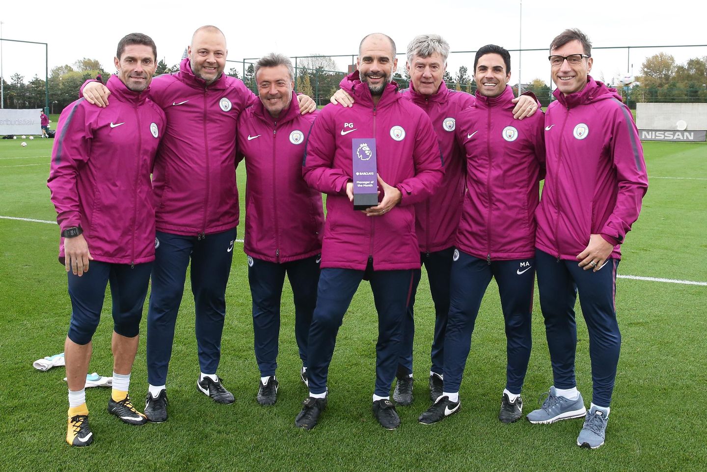 Pep Guardiola and his Man City staff