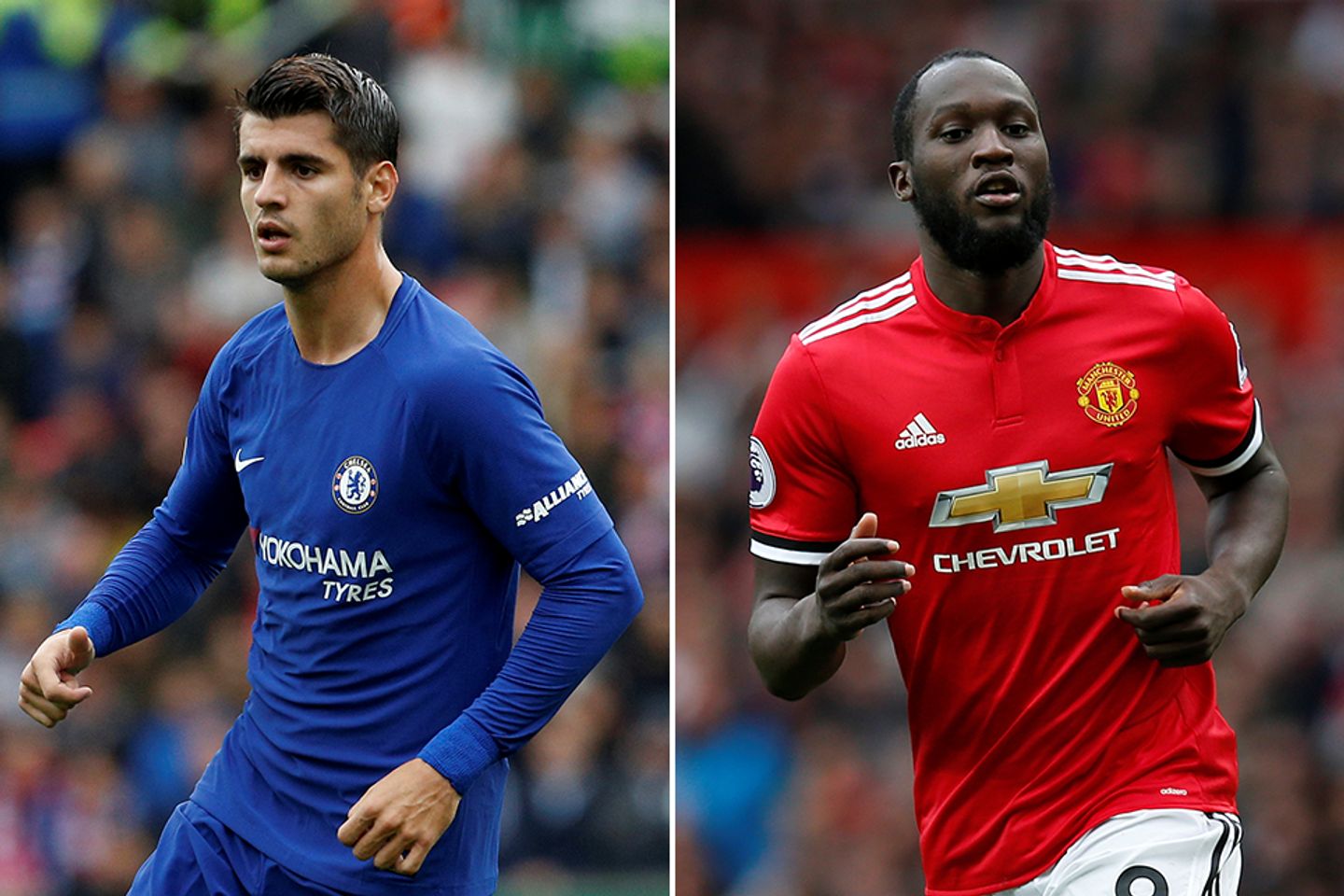 Alvaro Morata, Chelsea, and Man Utd's Romelu Lukaku