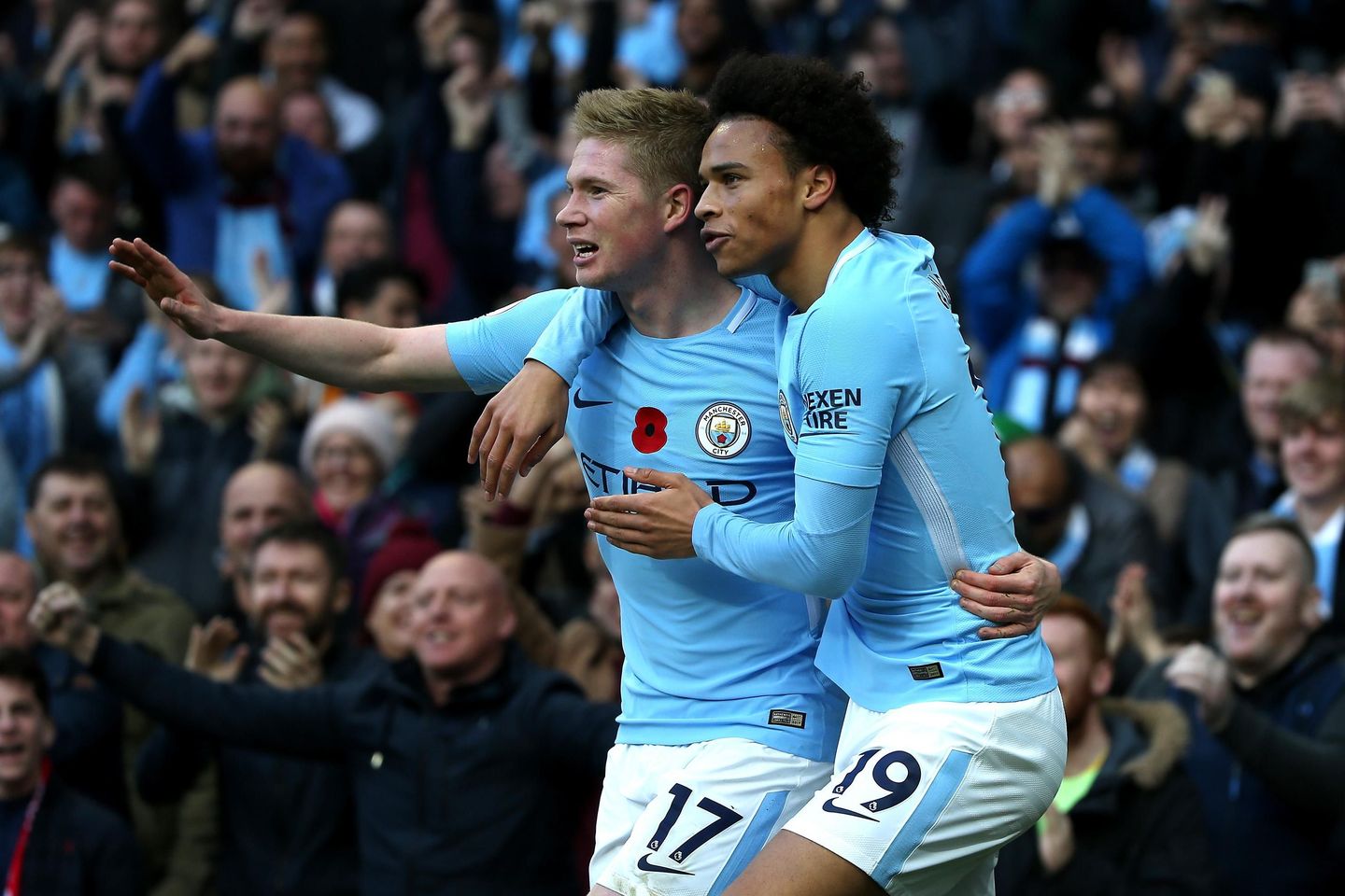 Manchester City v Arsenal - Kevin De Bruyne, Leroy Sane