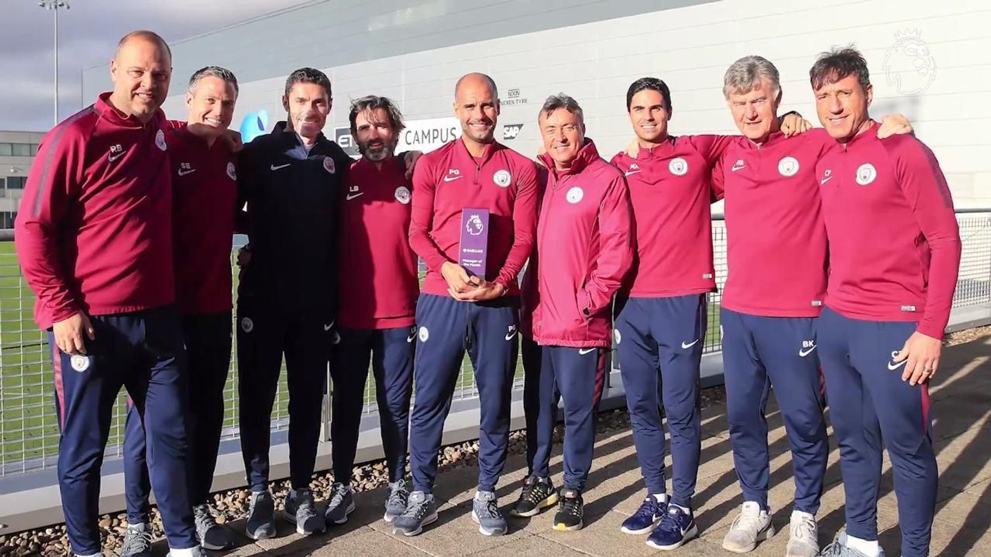 Pep Guardiola and his Manchester City coaching team