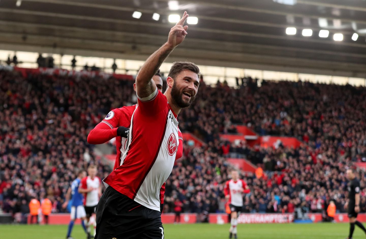 Southampton's Charlie Austin celebrates against Everton