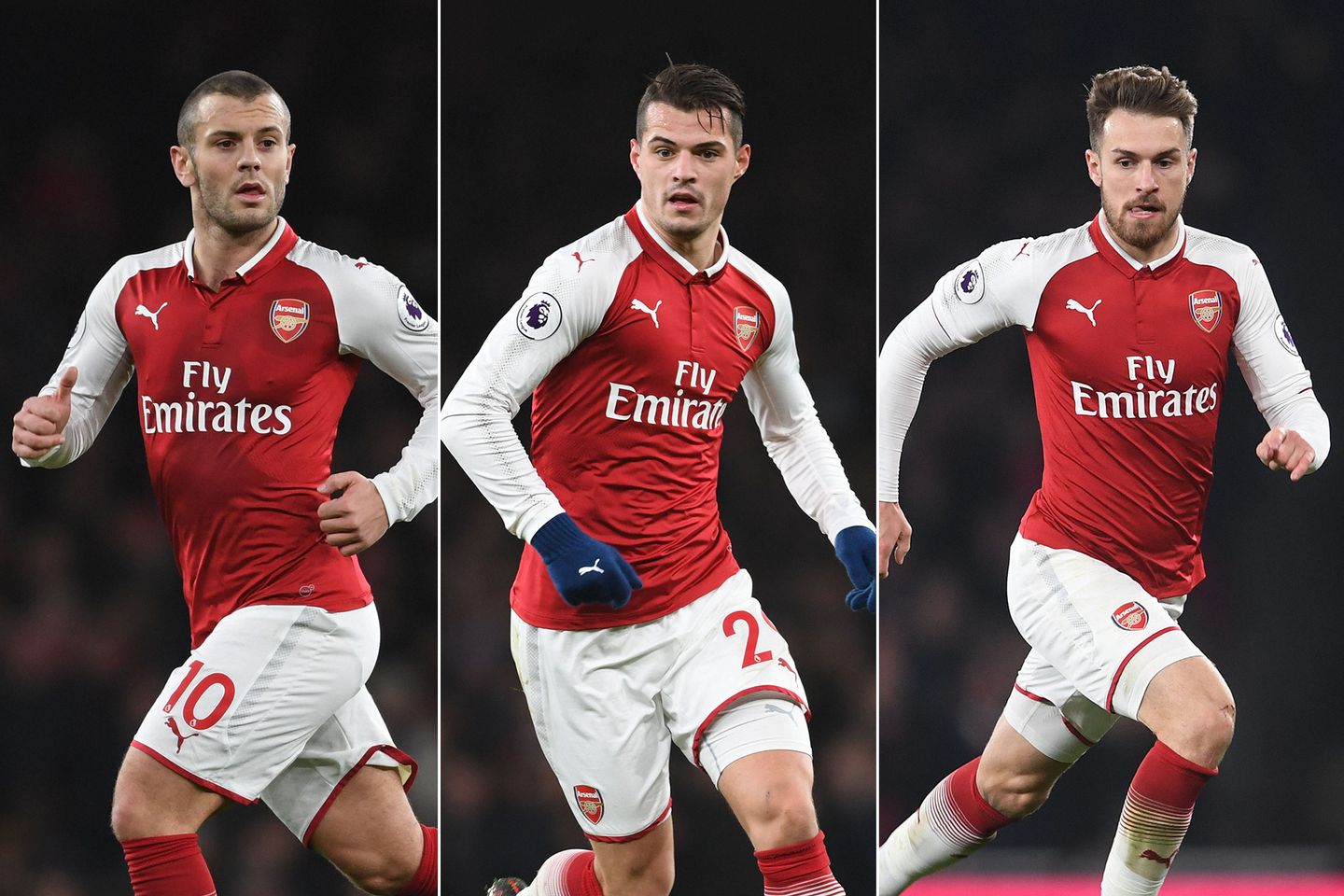 Jack Wilshere, Granit Xhaka and Aaron Ramsey, Arsenal
