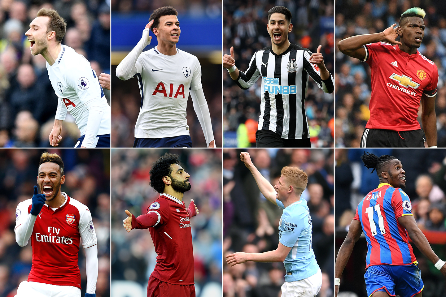 A graphic of the players on the shortlist for the April 2018 Carling Goal of the Month award