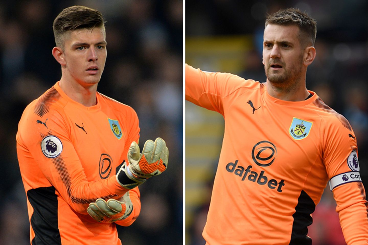Burnley goalkeepers Nick Pope and Paul Heaton