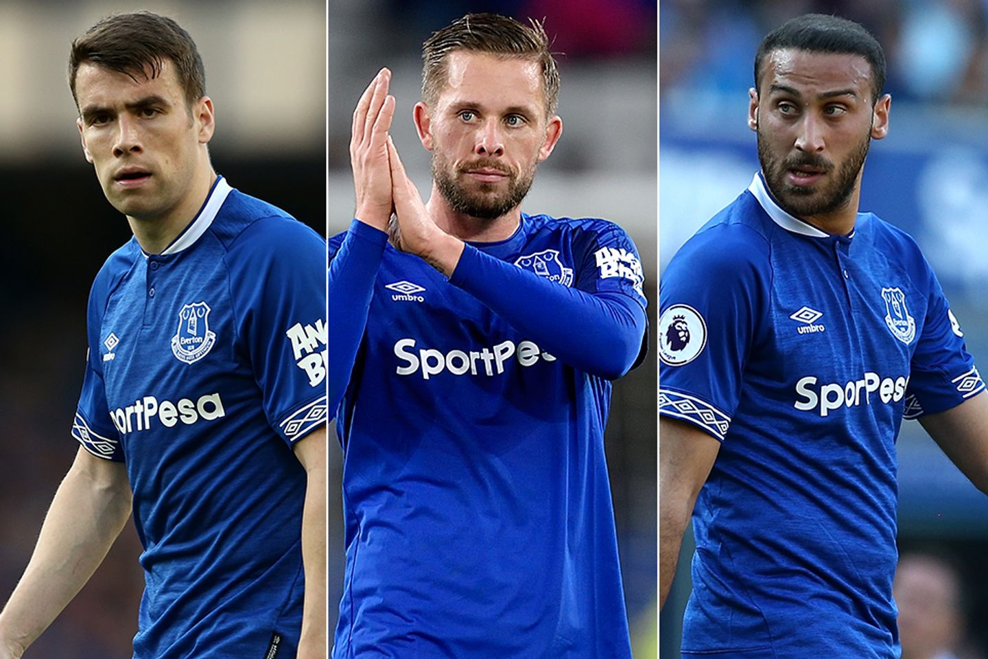 Everton's Seamus Coleman, Gylfi Sigurdsson and Cenk Tosun