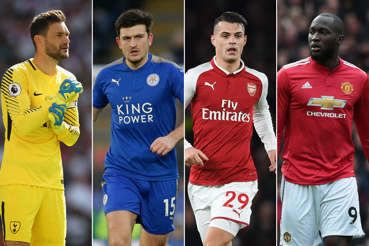Hugo Lloris, Harry Maguire, Granit Xhaka and Romelu Lukaku