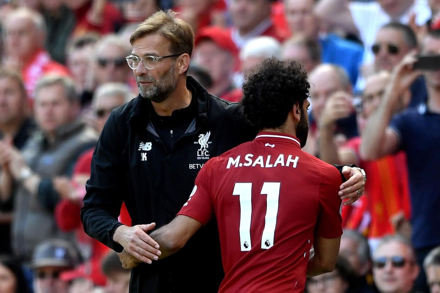 Jurgen Klopp and Mohamed Salah, Liverpool
