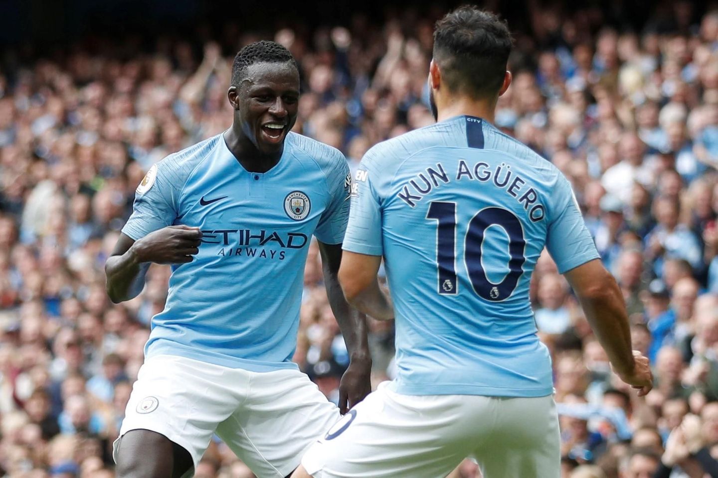 Benjamin Mendy and Sergio Aguero