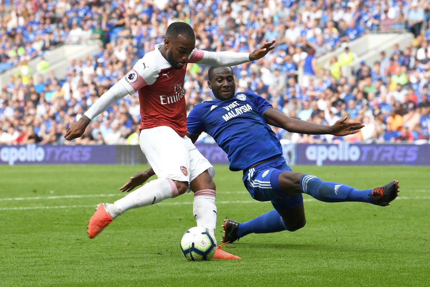 Alexandre Lacazette scores against Cardiff