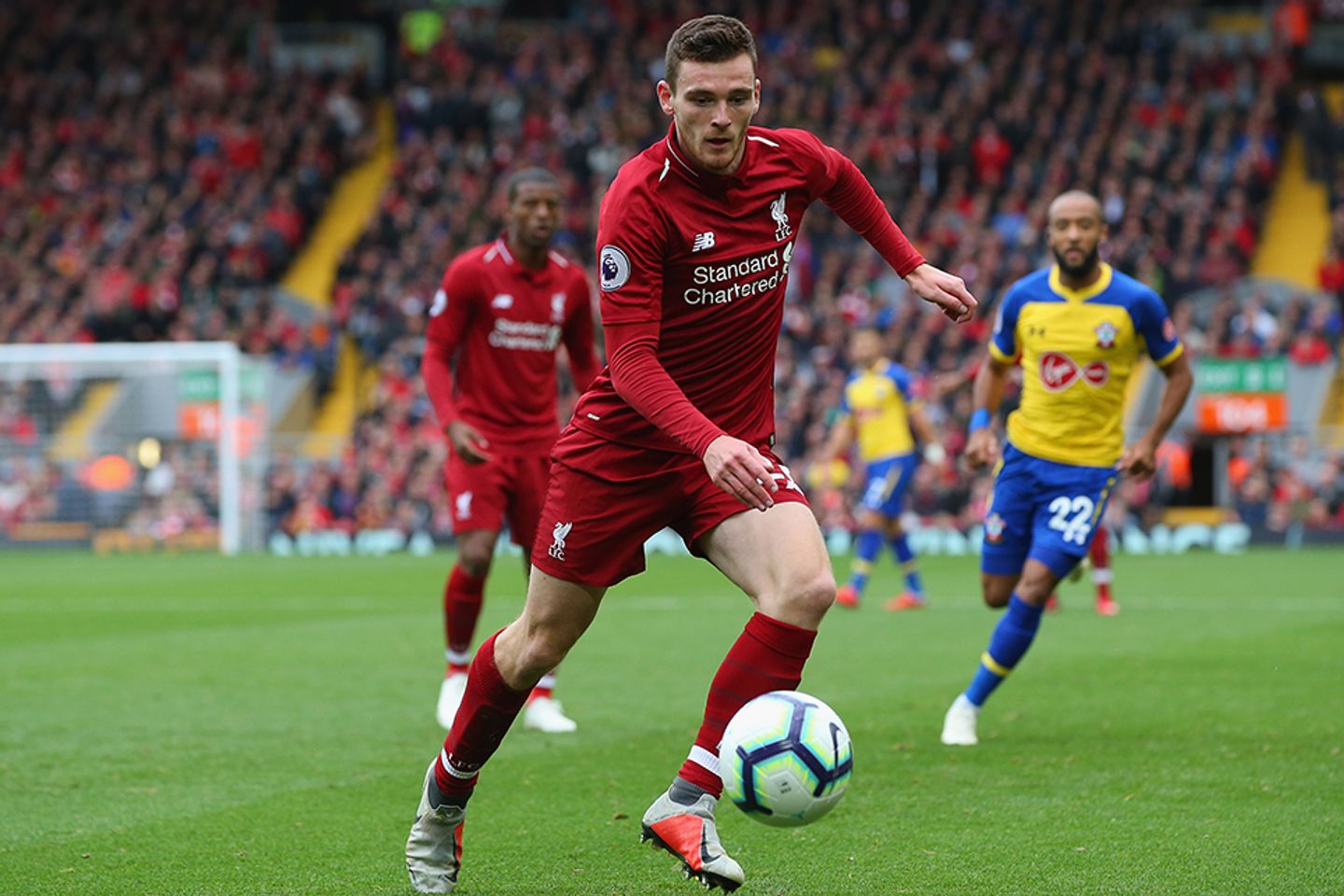 Liverpool's Andrew Robertson in action against Southampton