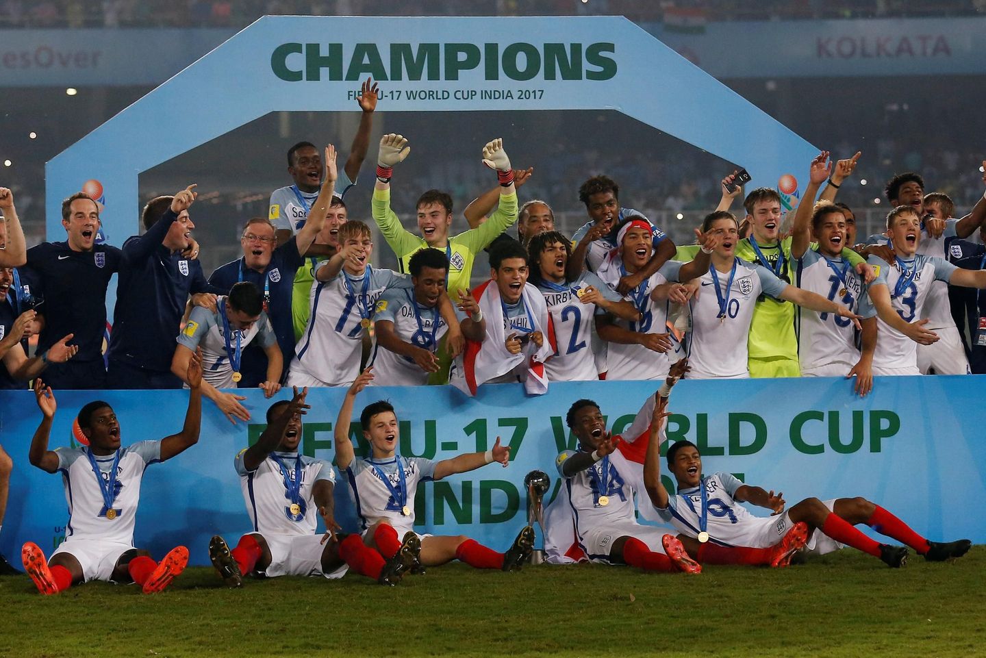 England celebrate winning FIFA Under-17 World Cup