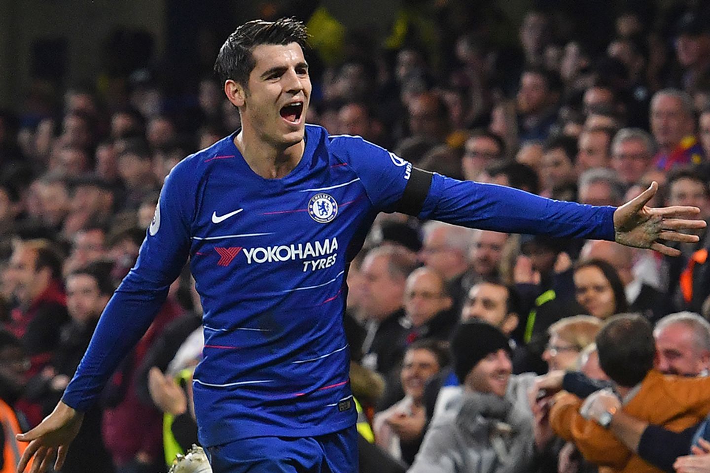 Chelsea's Alvaro Morata celebrates scoring against Crystal Palace