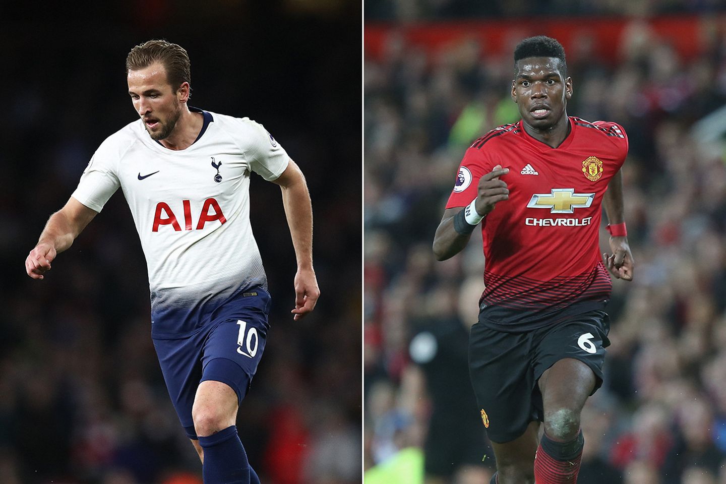 Harry Kane, Spurs, and Paul Pogba, Man Utd