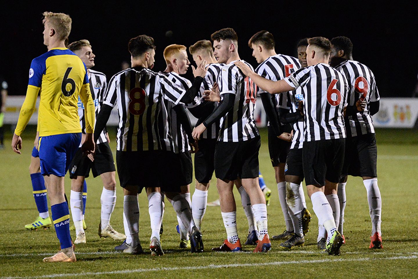 Newcastle celebrate Luke Charman's goal against Southampton