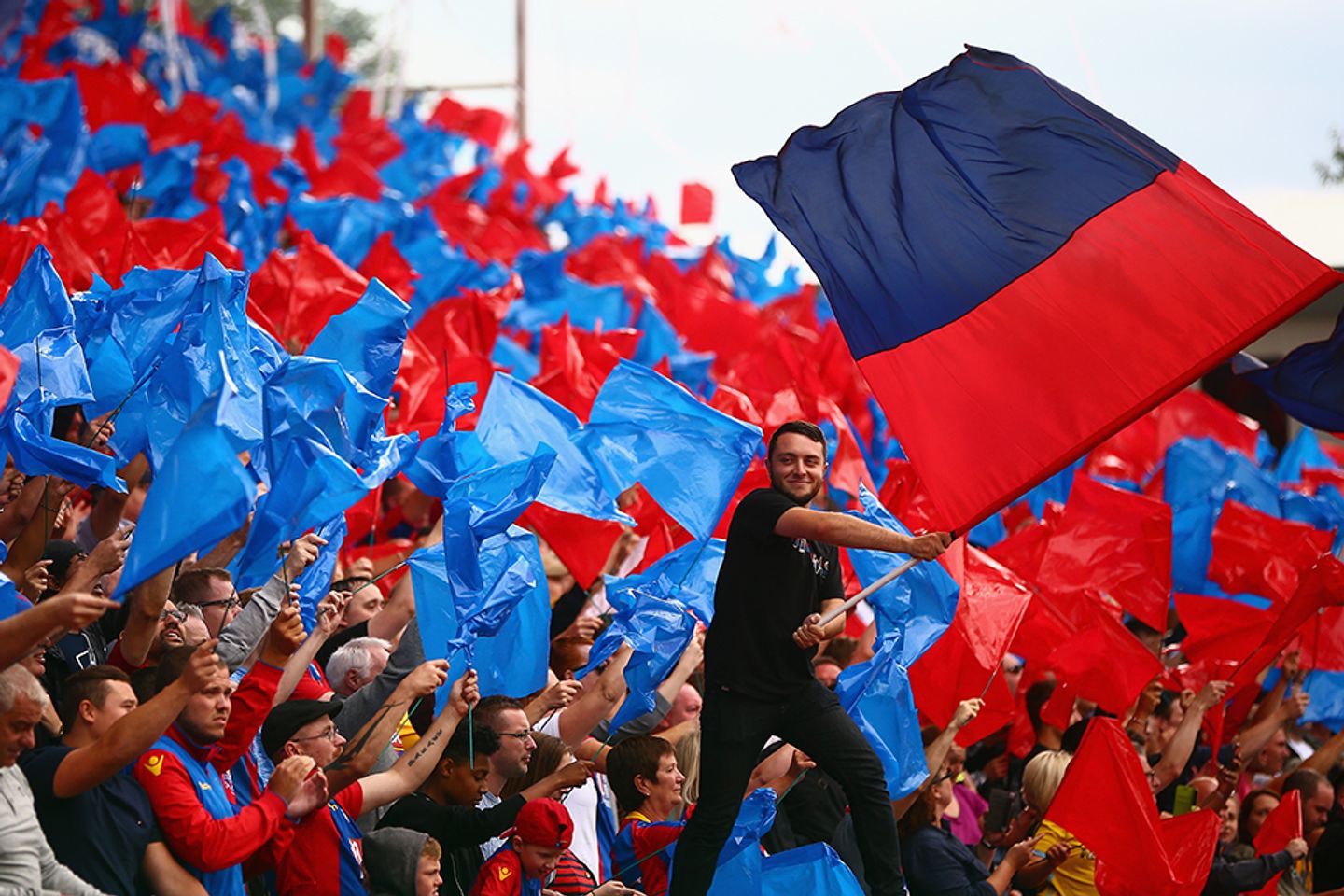Crystal Palace fans wave flags at Selhurst Park