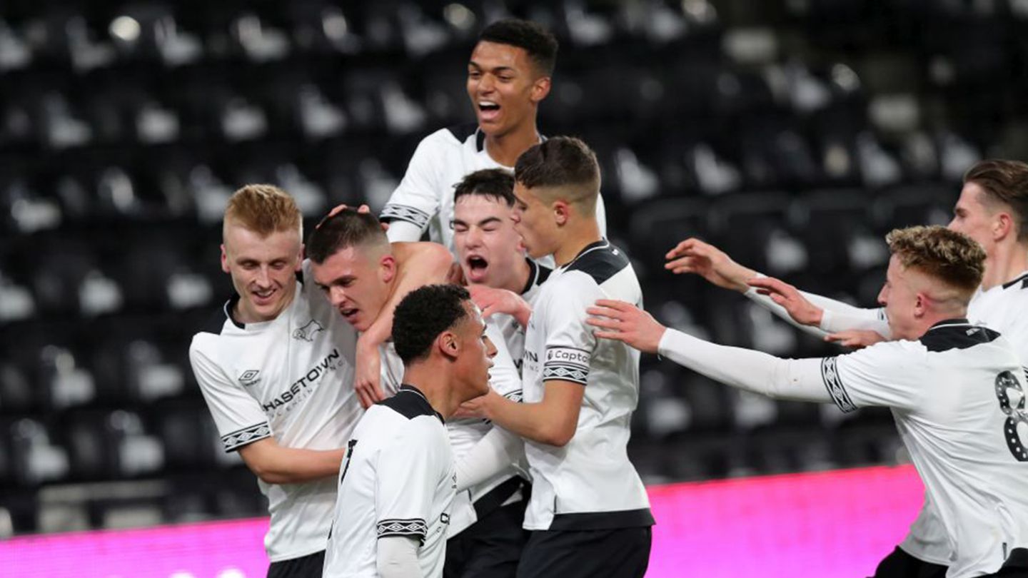 Derby County's U18 players celebrate