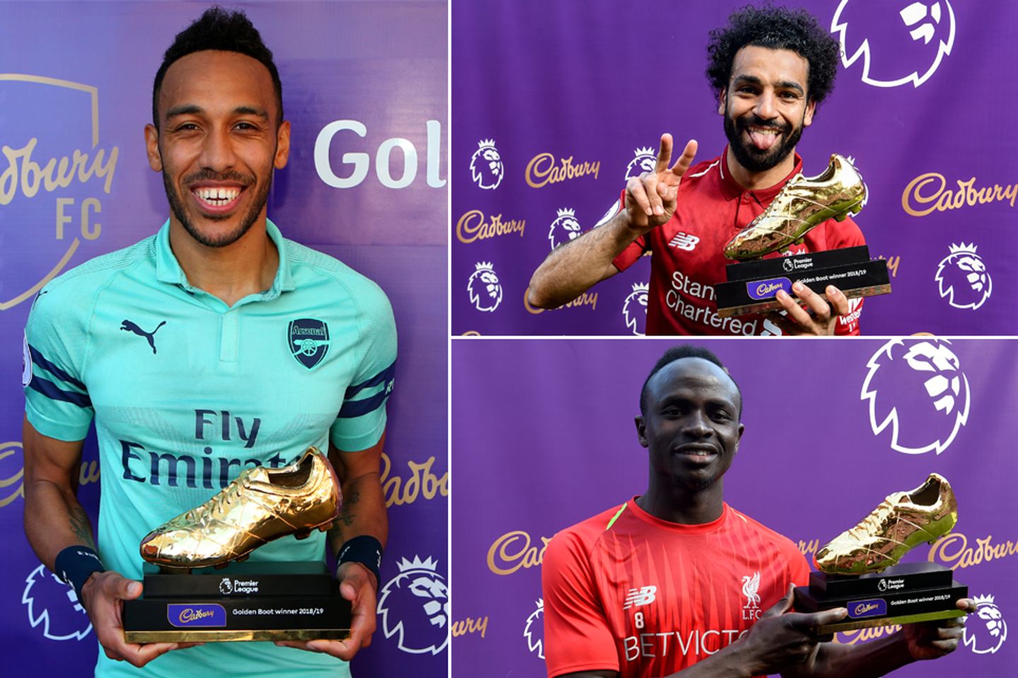 Pierre-Emerick Aubameyang, Mohamed Salah and Sadio Mane win Golden Boot