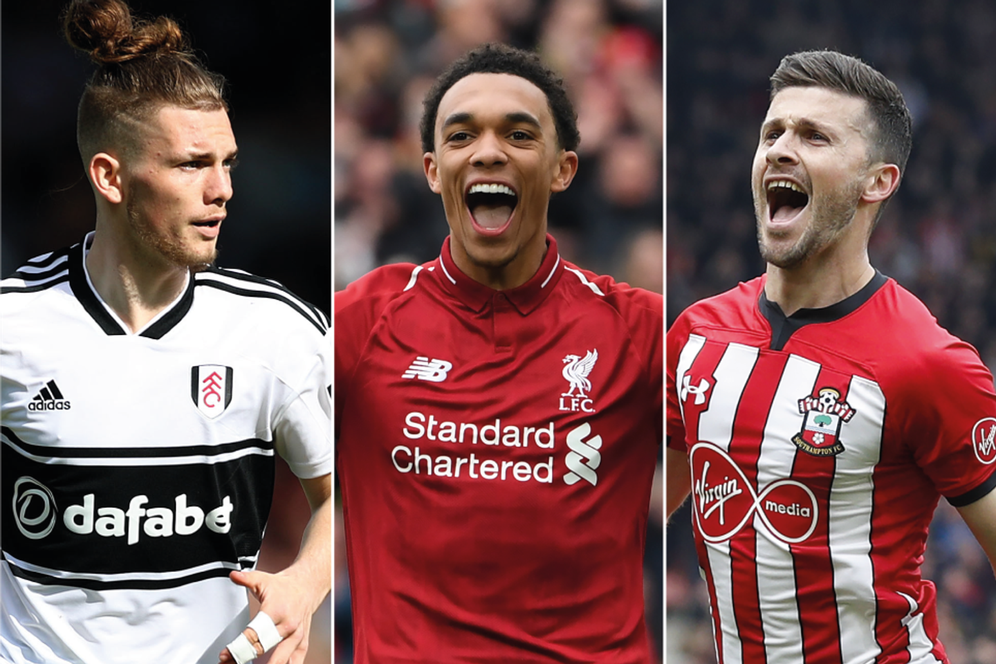 Harvey Elliot, Trent Alexander-Arnold and Shane Long