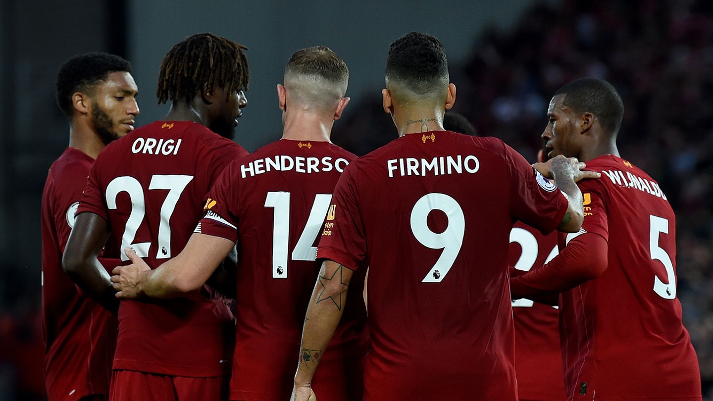 Liverpool players' shirt numbers are shown