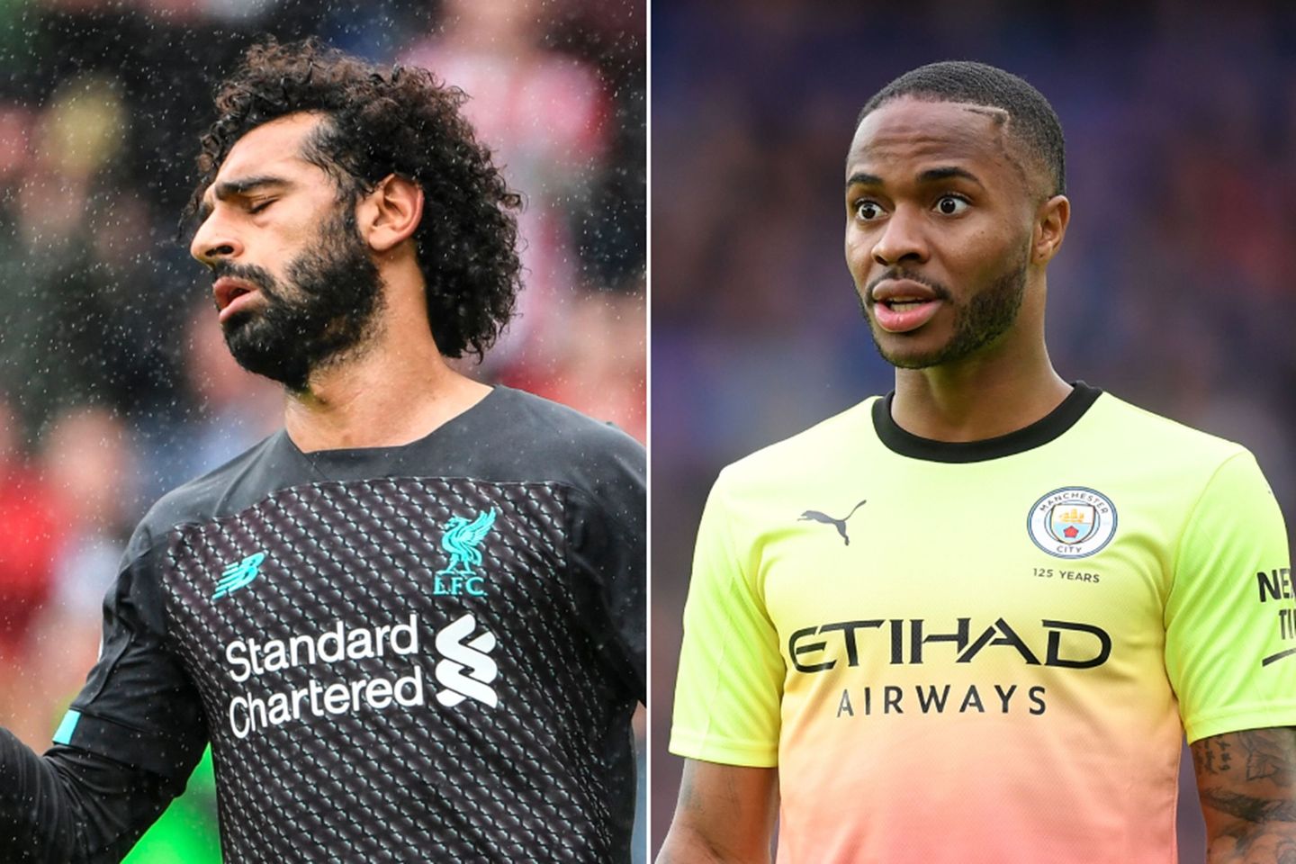 Mohamed Salah, Liverpool, and Raheem Sterling, Manchester City