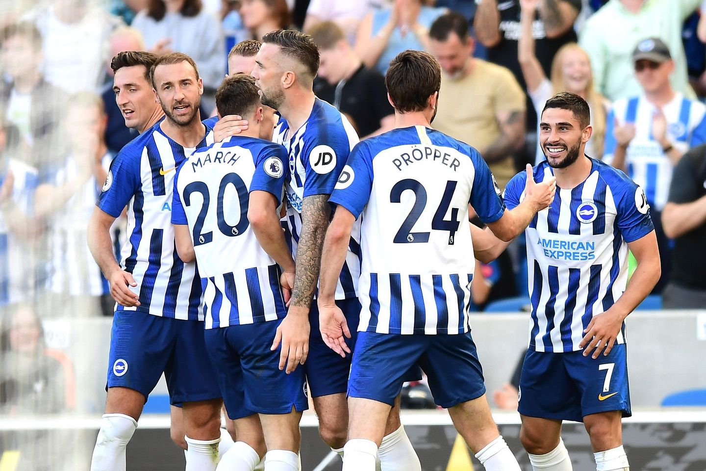 Brighton players celebrate