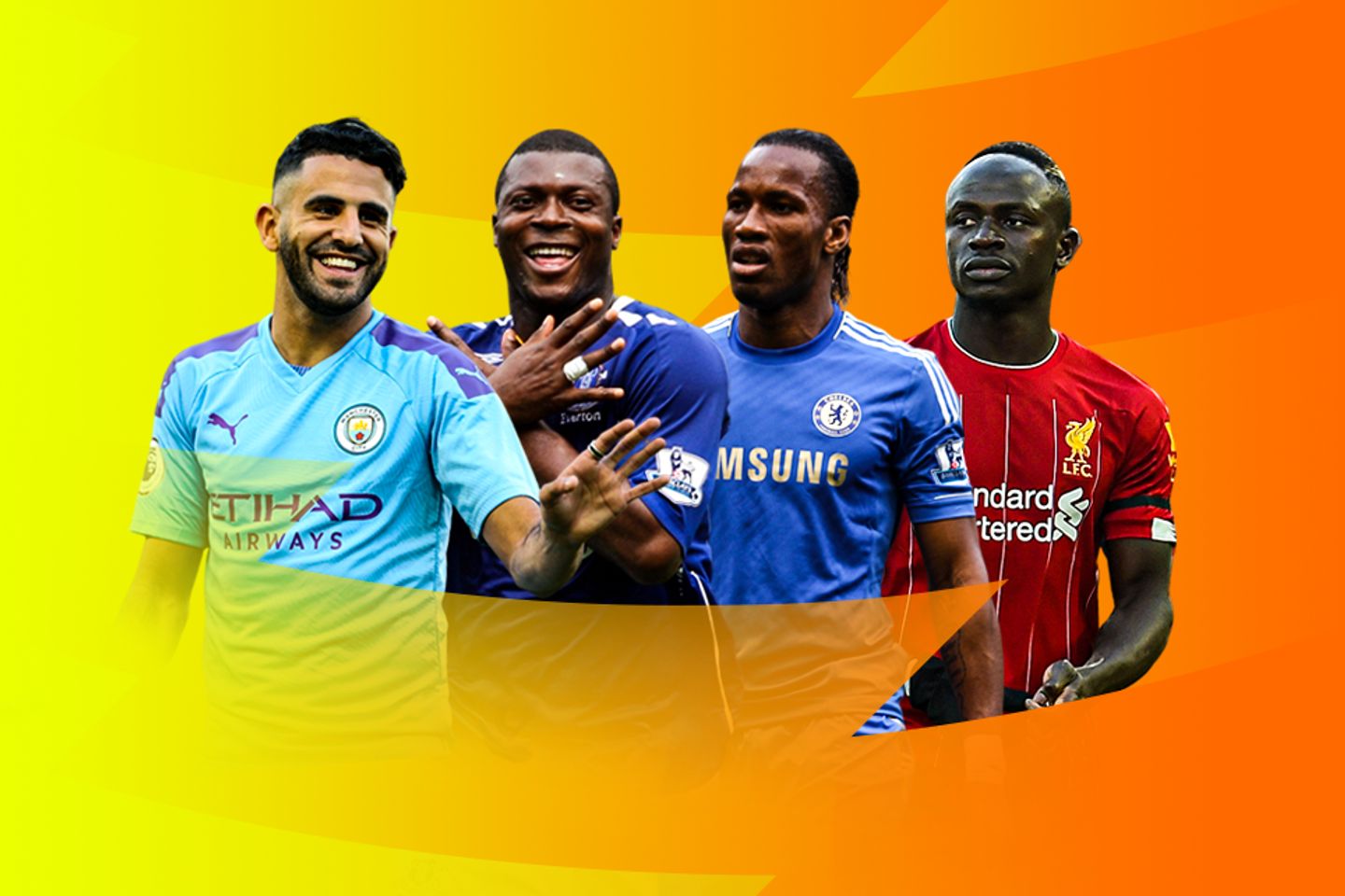 Riyad Mahrez, Yakubu, Didier Drogba, Sadio Mane
