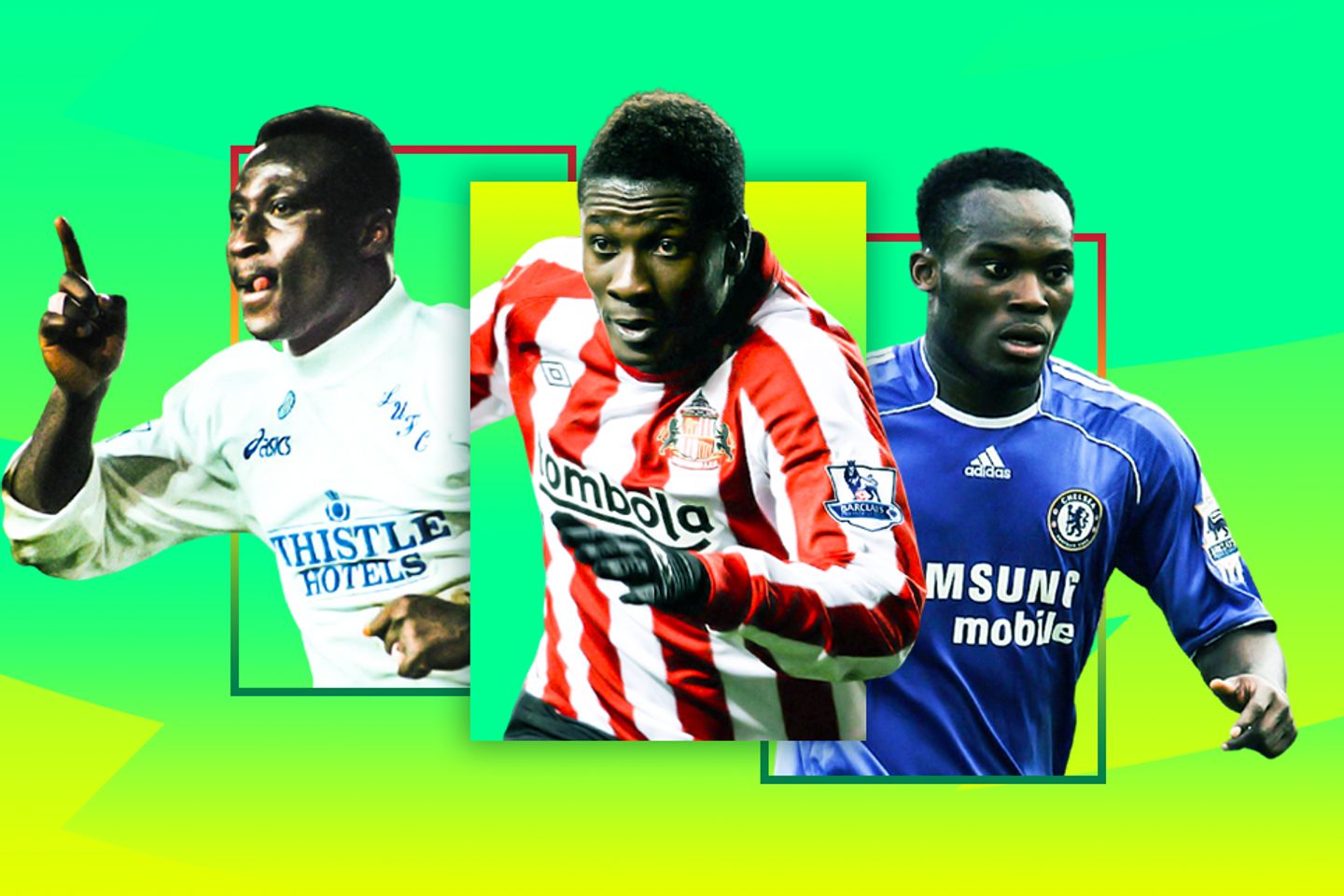 Yeboah, Gyan and Essien, Ghanaian players