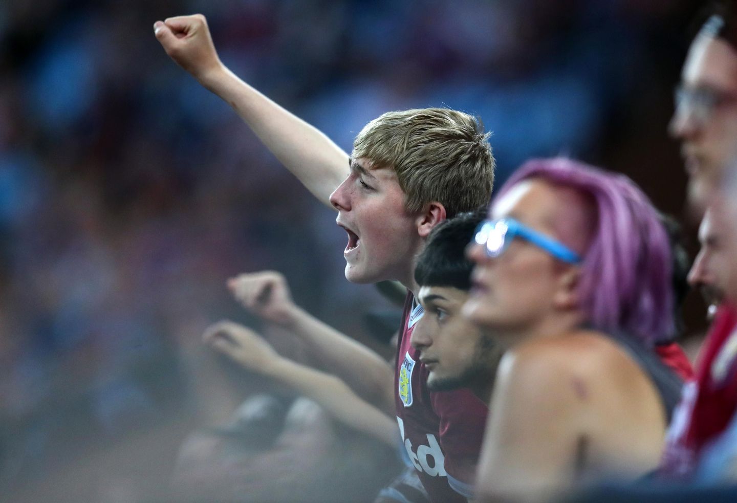 Aston Villa fan celebrates