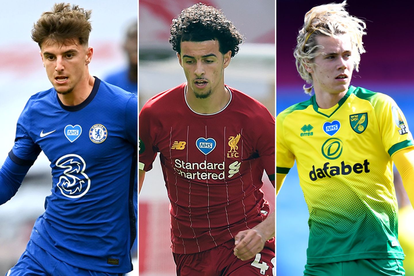 Mason Mount, Chelsea; Curtis Jones, Liverpool; Todd Cantwell, Norwich