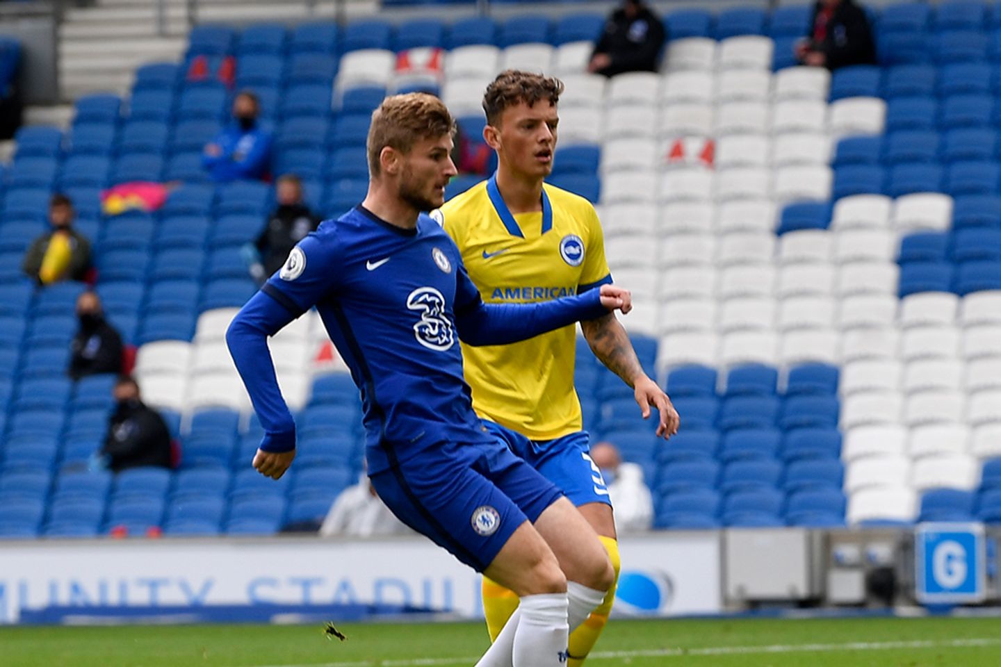 Timo Werner against Brighton's Ben White
