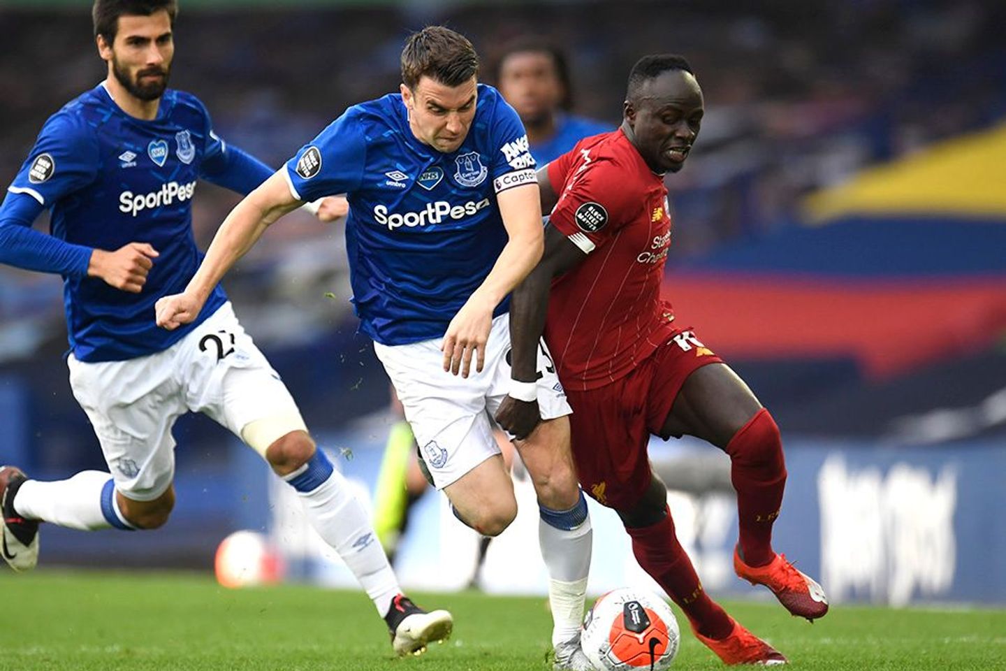 Seamus Coleman, Everton, and Sadio Mane, Liverpool