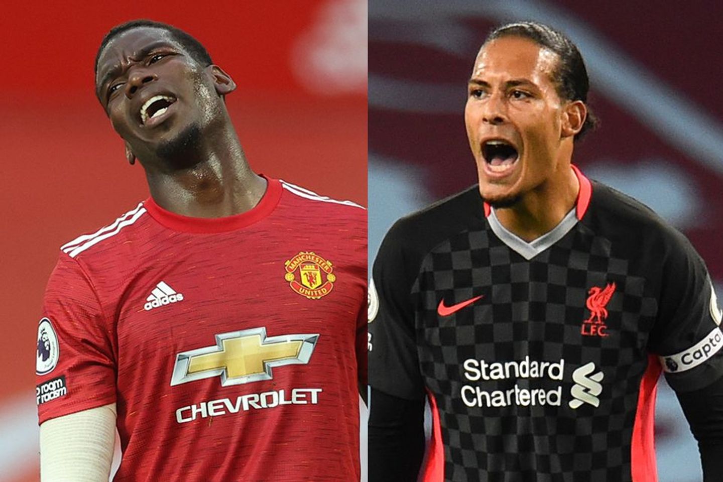Paul Pogba, Manchester United, and Virgil van Dijk, Liverpool