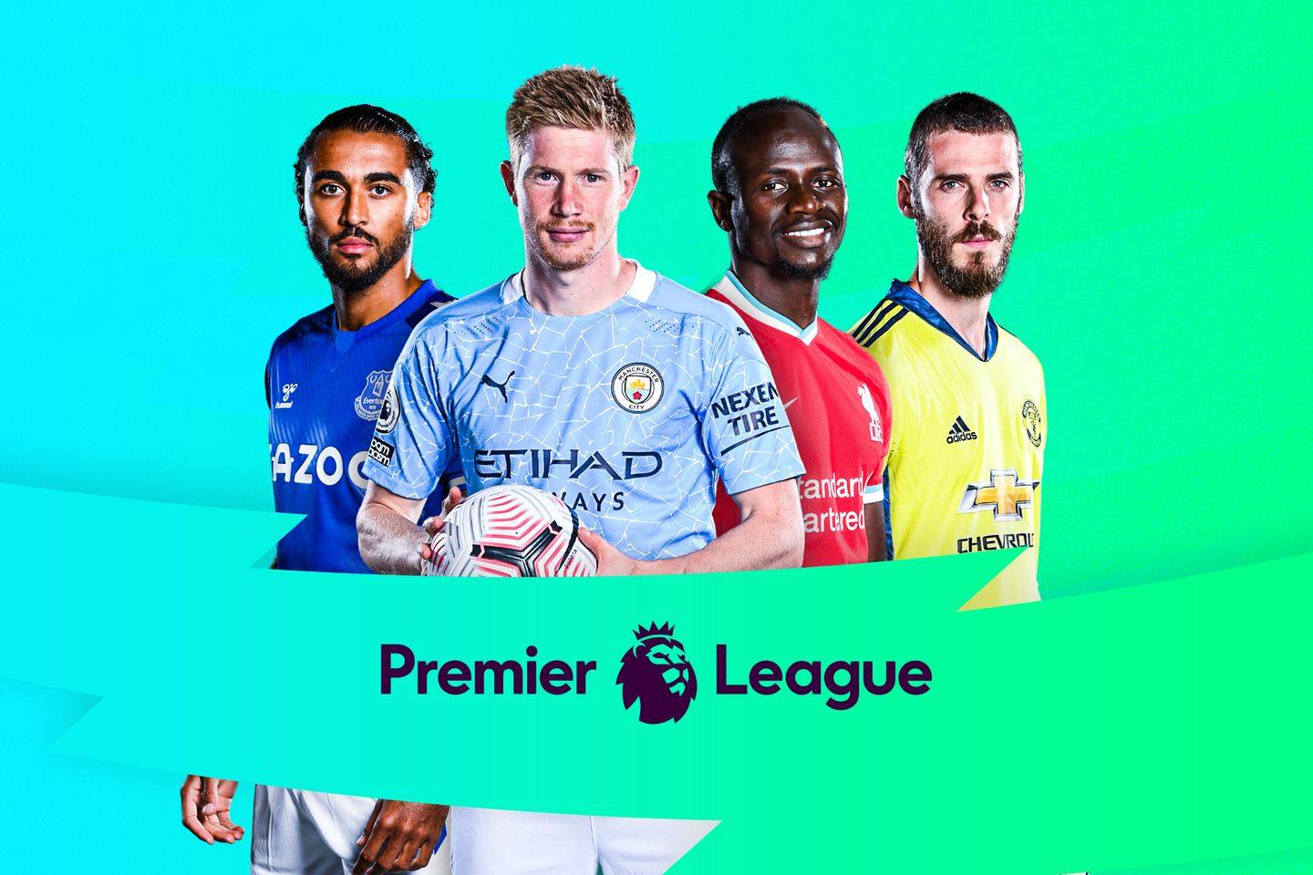 Dominic Calvert-Lewin, Kevin De Bruyne, Sadio Mane and David De Gea
