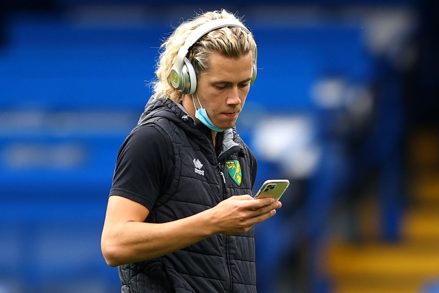 Todd Cantwell checks his phone